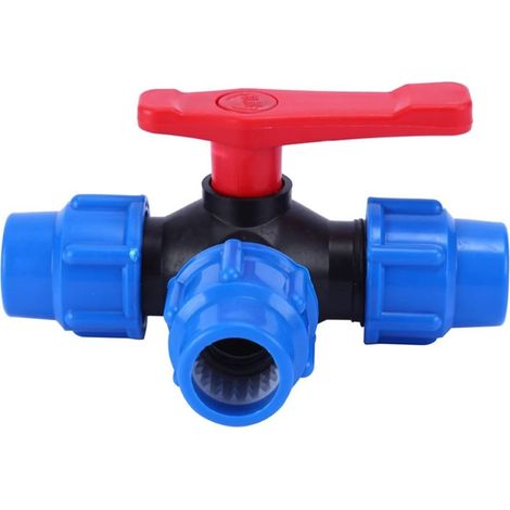Valvola a sfera di arresto, valvola a sfera a tre vie, raccordo rapido, tubo in PVC-PE, interruttore a sgancio rapido, raccordo a T (dimensione: 25 mm)