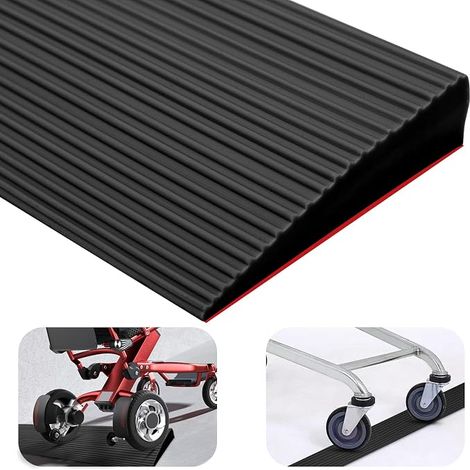 Rampe de seuil de porte - Rampe de seuil en PVC - Convient pour poussettes, chariots de courses, déambulateurs, robots aspirateurs et scooters électriques - Rampe de seuil de porte (noir, 90 x 8 x 2 (1/5)