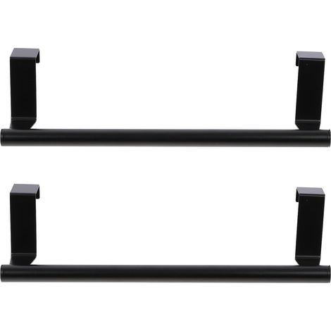 2 barres porte-serviettes en acier inoxydable noir, sans perçage pour (1/5)