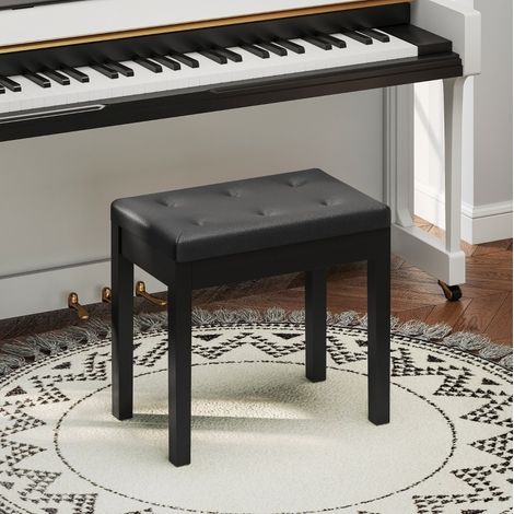 Banco de piano 55x34x50 cm de Símil cuero negra con almacenaje FLORAGRACE (1/5)