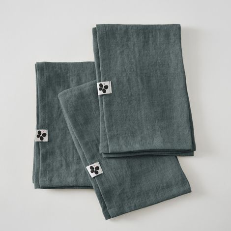 Lot de 3 serviettes de table "Soline" 40 x 40 cm  Lin lavé - Soline Ardoise