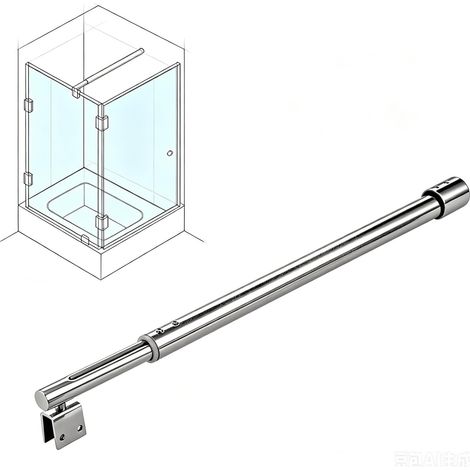 Barre de support douche réglable murale/verre, supports (1/5)
