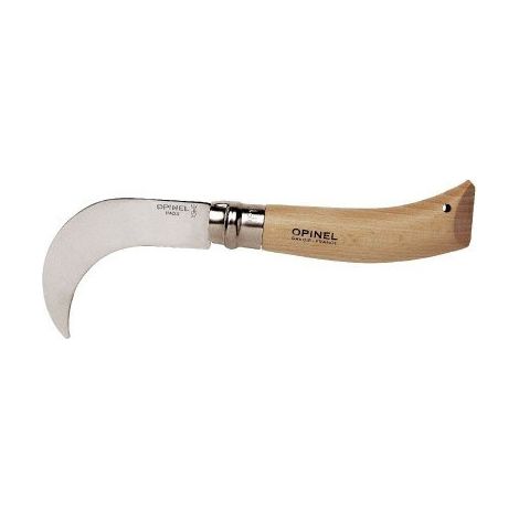 Serpette N°10 lame courbée en acier inoxydable – Manche ergonomique en hêtre – Anneau de sécurité Virobloc pour coupe précise – Opinel