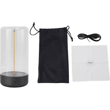 Ortviai Lampe de table minimaliste sans fil, rechargeable, tactile et dimmable avec effet respiration – Noir/Gris (1/5)