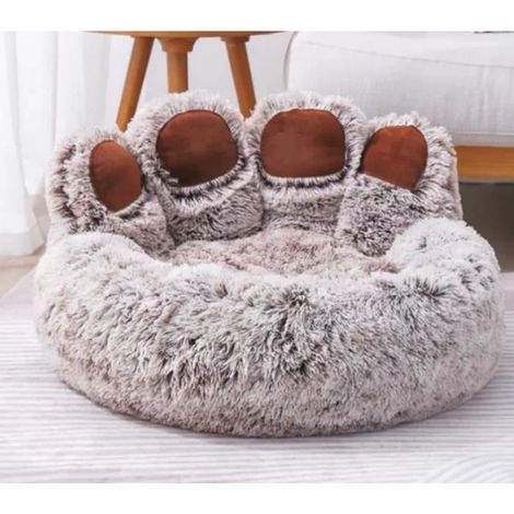 Panier Pour Chien, Lit Pour Chien En Forme De Patte D\'ours,Lavable Et Antidérapant (Brun 60cm) (1/3)