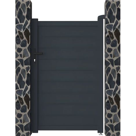 Cancello a battente L103 x H165 cm Alluminio pieno Antracite - NAZARIO (1/5)