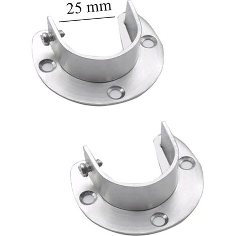 Support Tringle Penderie - Acier Inoxydable - Diamètre Intérieur 2,5 cm - Pour Armoire Placard Fenêtre - 4 Pièces (1/5)