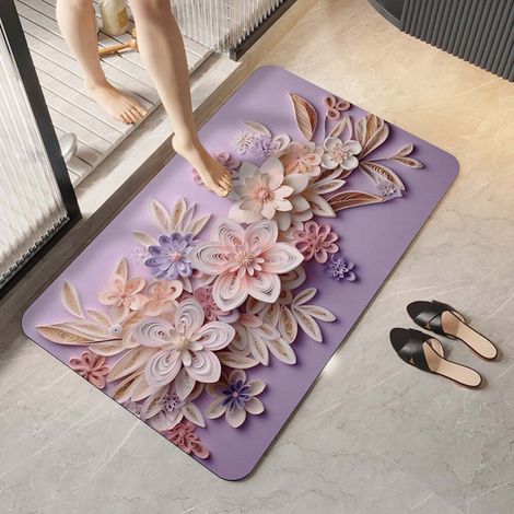 LAN Boue de diatomées améliorée romantique 5080cm Tapis de sol en terre de diatomées, tapis de salle de bain absorbant et antidérapant, tapis de toilette et de salle de bain pour la maison (1/5)