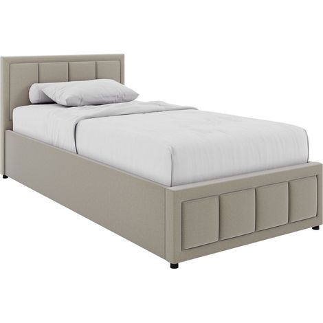 Vanita Single Ottoman Fabric Bed, Beige & Gel Memory Foam Bonnell Spring Mattress, Single (1/5)