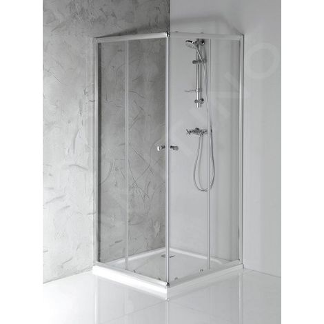 Aqualine – Cabine de douche carrée 90x90 cm – Verre clair de sécurité 5 mm – Ouverture coulissante – Chrome – HLF909Y
