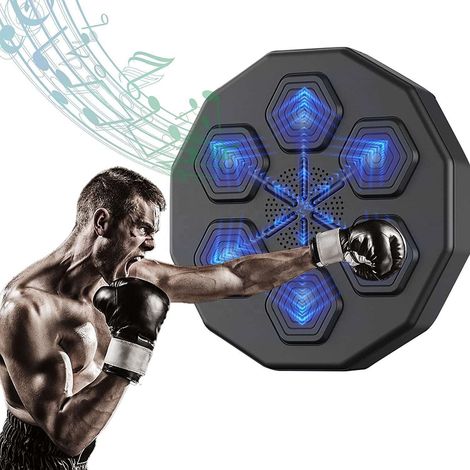 Tapis de boxe musical intelligent avec 6 lumières et capteur Bluetooth pour l'entraînement aux réflexes de boxe. (1/5)