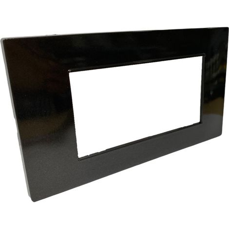Placchetta per interruttore in metallo a 4 posti nero cassetta 504 compatibile con vimar plana supporto cover (1/2)