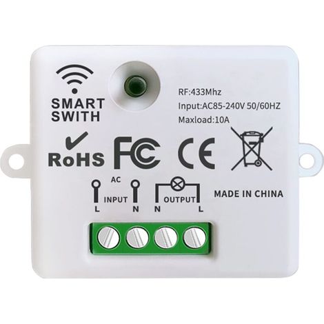 Wireless Light Switch, 10A Relay Receiver Controller, Easy Installation, for Lighting up to 1500W