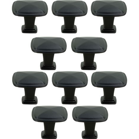 10 pomos cuadrados de metal para muebles, color negro. (1/4)