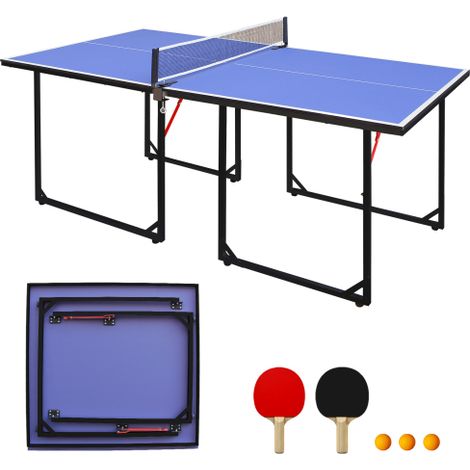 Tavolo da ping pong di medie dimensioni da 183 cm (6 piedi), pieghevole e portatile, ideale per giochi al chiuso e all'aperto, con rete, 2 racchette e 3 palline. (1/5)