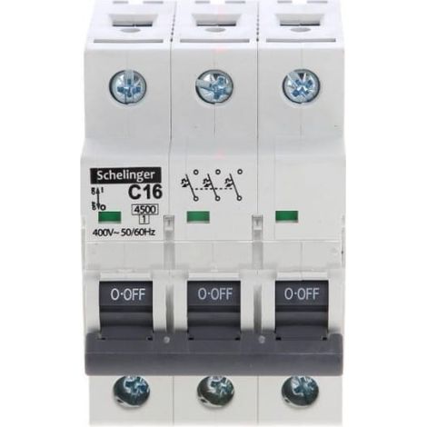 Interruttore automatico 3P C 16A 4,5kA AC Schelinger A02-G7-3P-C16