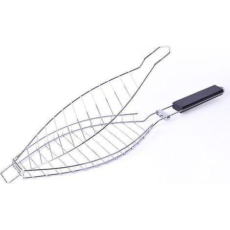 Panier à griller avec poignée en bois pour poisson, saucisses et légumes (1/2)