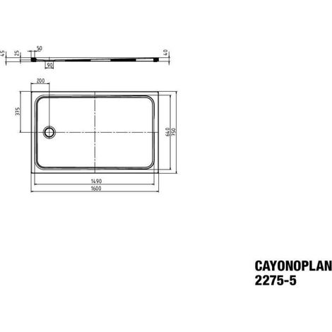 Kaldewei 363547943001 DW CAYONOPLAN Mod.2275-5, 750x1600x25 (1/2)