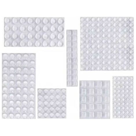 Patin Silicone, Anti-Bruit Butées Patins de Protection Caoutchouc Auto-Adhésif Tampon Transparent Pieds Antidérapant pour Porte Placard, Cuisine, Salle de Bain, Bureau 7 Tailles (1/4)