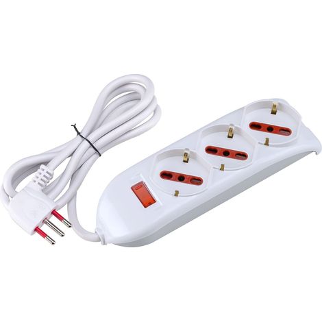 ROSI Multipresa serie Emilia spina 10A, Bianco, 3 prese schuko biv. 10/16A (1/5)