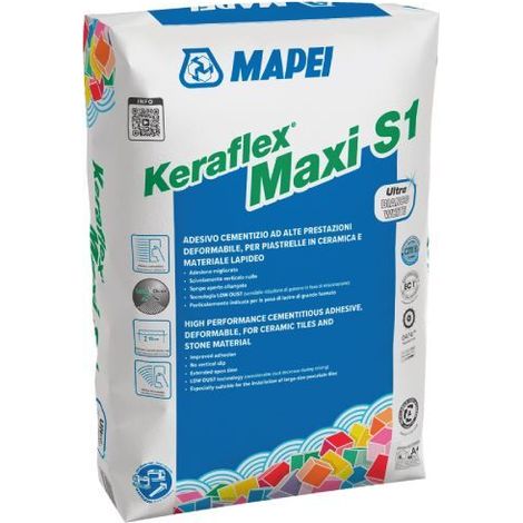 MAPEI - KERAFLEX MAXI S1 ADESIVO CEMENTIZIO AD ALTE PRESTAZIONI SACCO DA 23 KG. COLORE BIANCO 1202123