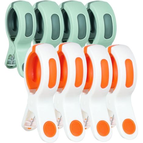 Wasknijpers - 8 Unidades - Apertura Máxima 6 cm - Base Antideslizante con Patas de Goma - Para Toallas y Manteles de Playa (1/5)