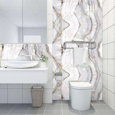 Adhesive pour Cuisine 20X20cm Marbre Doré Stickers Cuisine Stickers Muraux Cuisine Carrelage Adhesif Mural Stickers Salle de Bain Dalle Pvc Adhesive Murale (16 Pièces) (1/5)