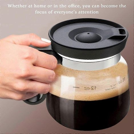Mug à café en verre de 170 ml (6 oz) - Forme de cafetière avec couvercle de voyage en paille, idéal comme cadeau pour les collègues. (1/4)