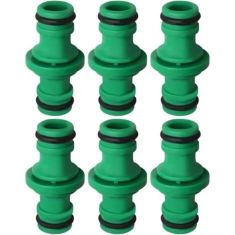 6 Pièces Double Connecteur de Tuyaux, Double Mâle Tuyau Connecteur Plastique Raccords de Tuyau pour Rejoignez le Tube de Tuyaux de Jardin (Vert)