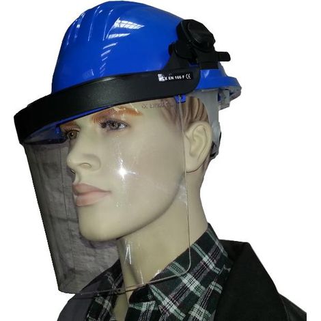 Bauhelm mit Gesichtsschutz in versch. Farben blau