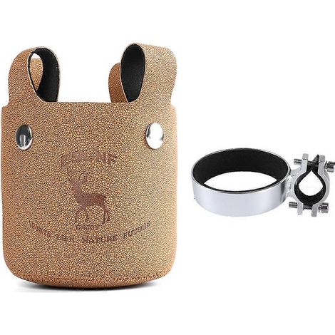 08CR0192 Porte-bouteille de vélo en alliage d'aluminium + support de fixation pour tasse de thé au lait en cuir ( ) (1/4)