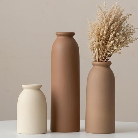 Set de 3 vases en céramique de 26,6 cm,18,5cm, 12,5cm petites vases à fleurs pour décor (1/5)