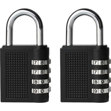 2PCS Serrures à combinaison Cadenas extérieur pour l'école Locker Boîte outils Pad Lock Petit Combo Digit Sports Gate Réinitialisable Code 4 Chiffres Casier Exterieur Serrure Clé (Noir)-RAPANDA (1/5)