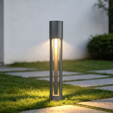 doporro Lampe LED sur Pied Extérieure 10W avec LED Lampe Jardin Étanche IP65 3000K Lumière Chaude Light Extérieure Gris Design NeoForge 70cm (1/5)
