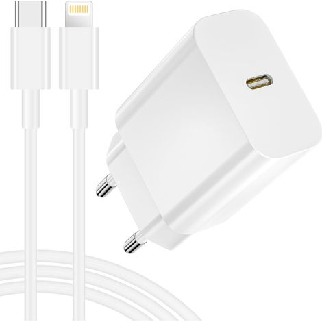 Chargeur Rapide iPhone avec Câble Lightning 2M, 25W Chargeur USB C Rapide pour Apple iPhone 14/14 Plus/14 Pro Max/13/12/11/SE/X/8, Prise Charger USBC Adaptateur Secteur Chargeur Phone Rapide (1/5)