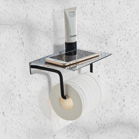 Support de papier toilette avec étagère de téléphone, distributeur de rouleaux de mouchoirs (1/3)