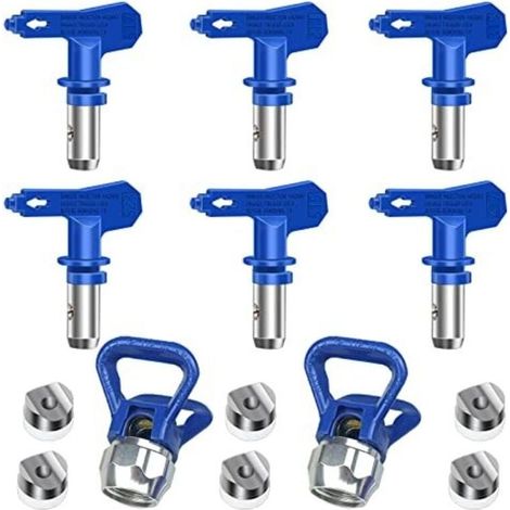 Lot de 6 buses de pulvérisation réversibles sans air, pistolets à peinture sans air, pièces de pulvérisation pour maisons, bâtiments, terrasses, clôtures (211, 315, 417, 517, 515, 523) (1/5)