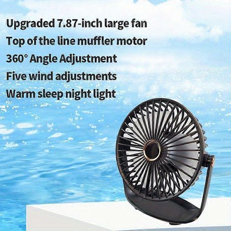 Ventilador de escritorio USB portátil de 7,87 pulgadas, mini ventilador eléctrico silencioso con batería de larga duración, gran flujo de aire para oficina, dormitorio, coche y uso exterior. (1/5)