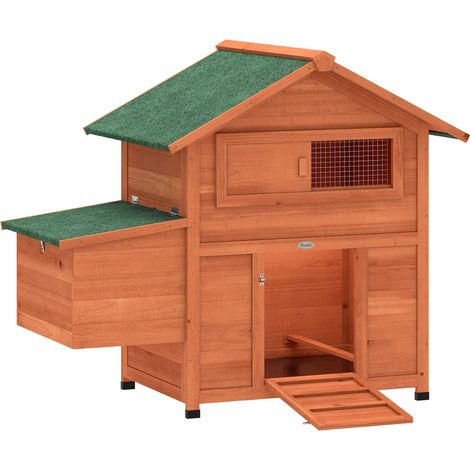 Hühnerstall aus Holz mit Nistkasten, Sitzstangen und wasserdichtem Dach