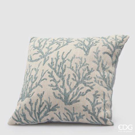EDG Enzo De Gasperi Cuscino con Coralli Quadrato 43 x 43 Cm Blu Bianco