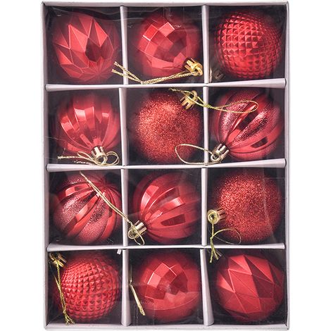 Lot de 12 boules de Noël en papier de forme spéciale, 6 cm, décorations de fenêtre de Noël, pendentifs pour sapin de Noël (1/5)