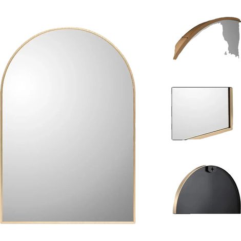 Specchio da parete, 66 x 96 cm, forma ovale, vetro temperato, cornice in lega di alluminio, infrangibile. (1/5)