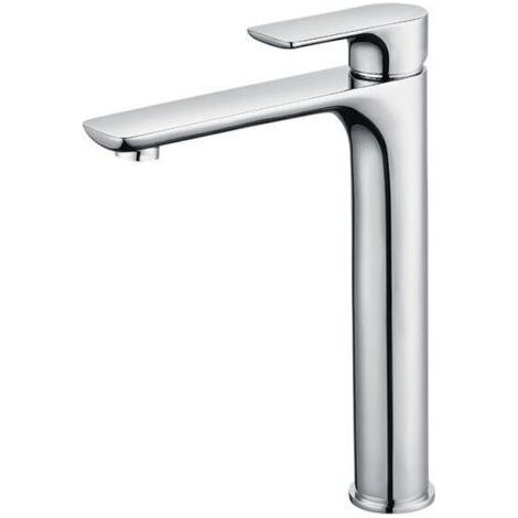 Mitigeur Lavabo Design à Bec Haut Grand Robinet Salle de Bain Chromé avec Mousseur Démontable Robinet de Lavabo en Laition Robinet haut salle bain
