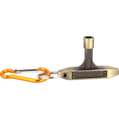 Clé à accorder portable en bronze pour peaux de tambour, avec douille carrée, anneau porte-clés et boucle. (1/5)