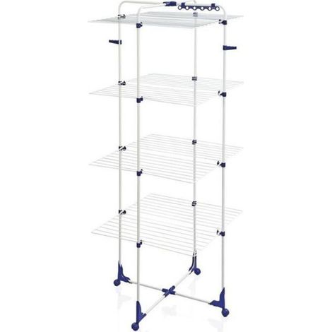 Leifheit – Séchoir à linge vertical 45m – 4 niveaux – Construction en acier peint – Roulettes pivotantes 360° pour petits espaces