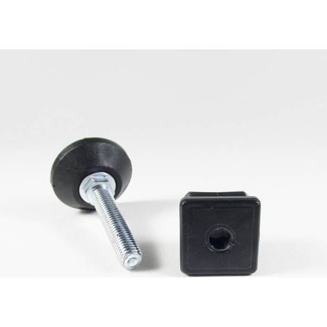Ajile - Kit de Réglage / Mise à Niveau pour tube carré 30x30 mm avec Pied Vérin Fileté en Acier Zingué M10x50 mm Embase diamètre 40 mm (1/2)