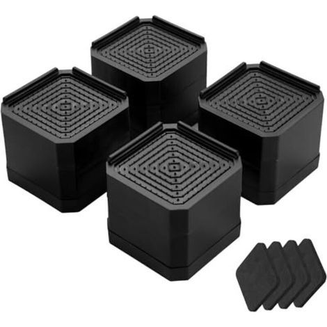 Lot de 4 Rehausseurs Pieds de Lit, Réglables 7,5–11\u202fcm, Antidérapants & Amortissants, pour Canapé, Lit Adulte, Table, Réfrigérateur, Lave-Linge, 1800\u202fkg (1/4)