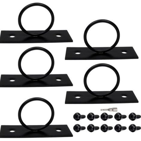 JSSEVN-Soporte de cuerda de acero inoxidable 304 negro – 5,1 cm de largo para sujetar anillos en exteriores para accesorios, patio, puerto deportivo y jardín. (1/4)