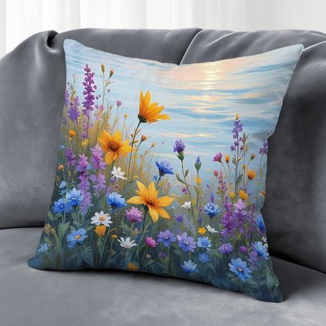 Housse de coussin floral papillon été, décoration maison rustique,40×40cm (1/5)