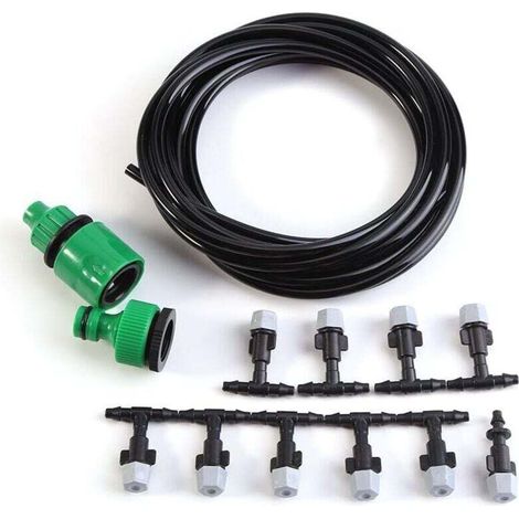 Kit d'arrosage de buse d'arrosage de Tuyau de système de Refroidissement de brumisateur d'eau pour la terrasse de Jardin de Serre(5M) (1/5)